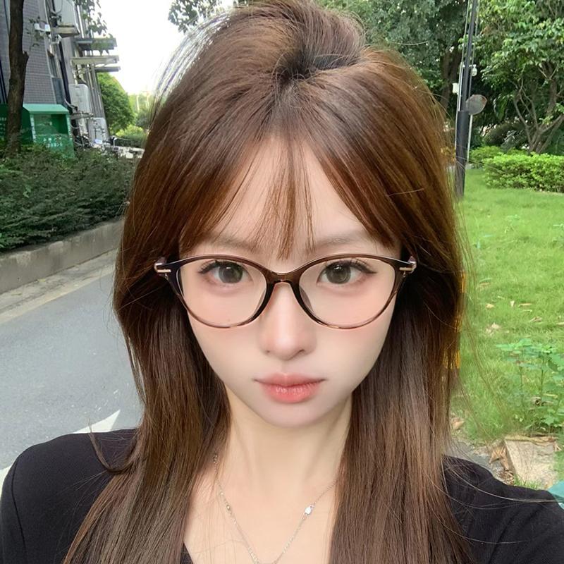可配度数素颜TR大框猫眼眼镜复古