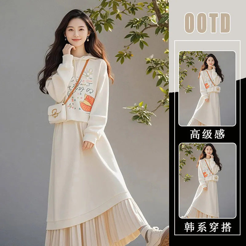 韩版时尚气质休闲白色卫衣半裙女半身裙