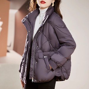 短款羽绒棉服女冬季2025新款时尚年轻妈妈轻薄立领高端外套棉袄