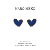 Maro Meko蓝色爱心耳钉银针轻奢高级感简约心形耳环新款 耳夹耳夹
