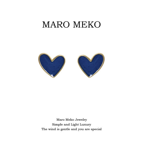 MaroMeko蓝色爱心耳钉
