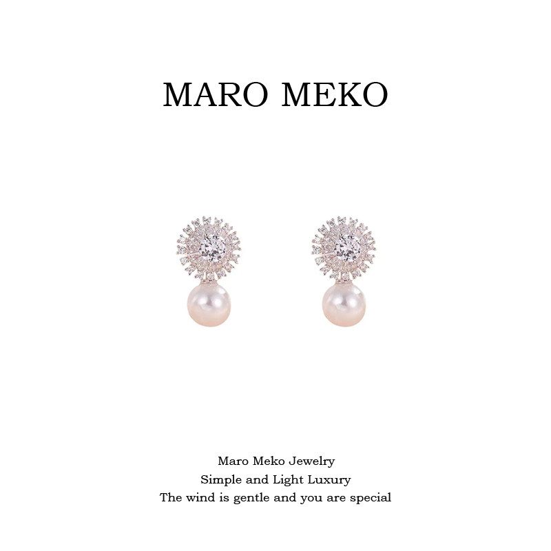 Maro Meko闪钻雪花珍珠耳钉轻奢高级感耳环蚊香盘耳夹女无耳洞,饰品/流行首饰/时尚饰品新,耳钉,淘宝优惠券,粉丝福利购,淘宝优惠卷