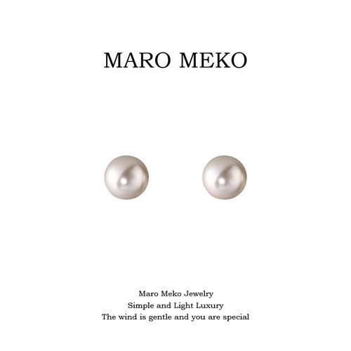MaroMeko925银施家珍珠纯银耳钉