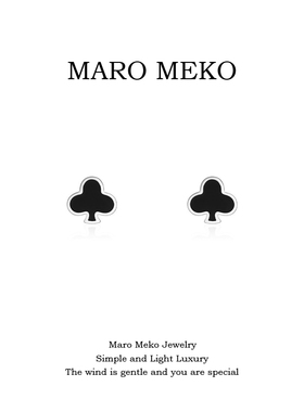 Maro Meko黑色梅花耳钉女小巧精致气质百搭耳饰森系春夏新款耳夹