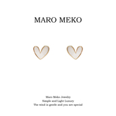 Maro Meko简约气质白色滴釉爱心耳钉轻奢高级感小众设计耳饰耳夹