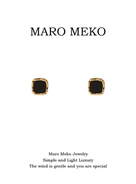 Maro Meko简约气质方形黑色耳钉女小巧精致日常百搭耳饰新款耳夹