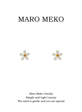 Maro Meko适合春天的耳钉甜美气质森系小花耳饰可爱小巧花朵耳夹