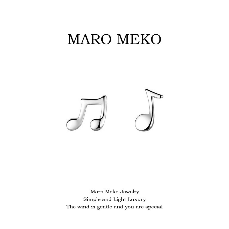 Maro Meko设计师小巧音符不对称精致小耳钉小众设计感耳饰耳夹女