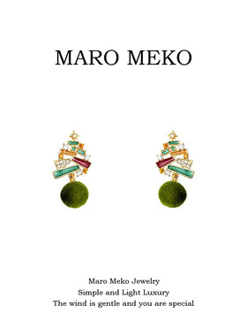 MaroMeko原创设计圣诞树耳钉