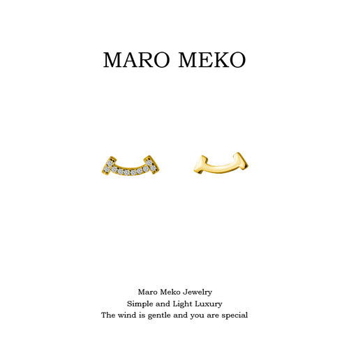 MaroMeko金色笑脸不对称耳钉