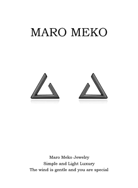 Maro Meko小众独特黑色三角形耳钉简约个性设计师耳饰新潮耳夹女