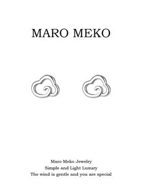 Maro Meko中国风祥云小耳钉简约小巧精致可爱云朵耳饰日常耳夹女