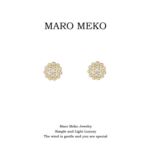 MaroMeko满钻迷你向日葵耳钉