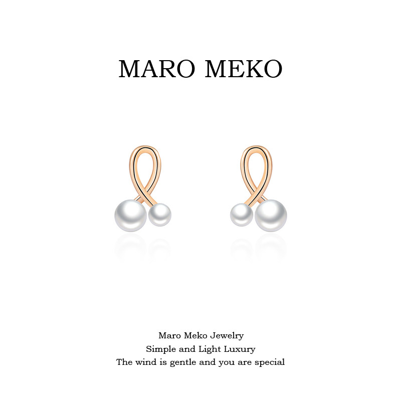 Maro Meko简约气质珍珠耳钉女设计感小众独特耳环轻奢高级感耳夹