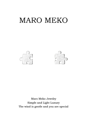 Maro Meko通体925银趣味拼图纯银耳钉女小众设计感个性可爱耳饰