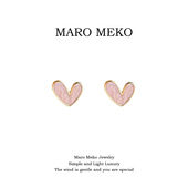Maro Meko粉色桃心耳钉甜美气质少女心耳环爱心耳饰蚊香盘耳夹女
