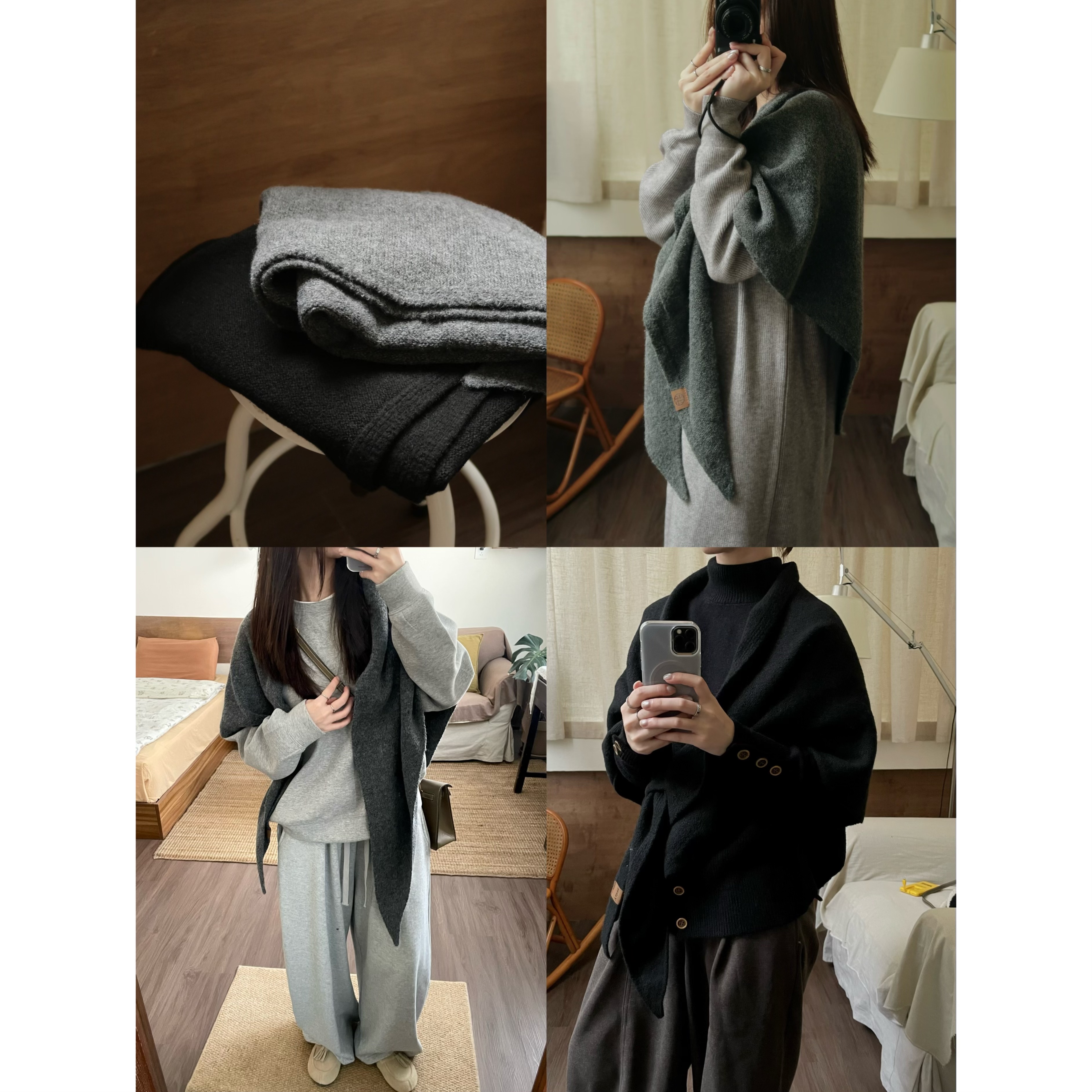 冬季保暖羊毛三角围脖披肩可两用