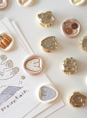 橙子手帐studio冬季新款原创mini火漆印章飞鸟咖啡浮雕铜封蜡礼物