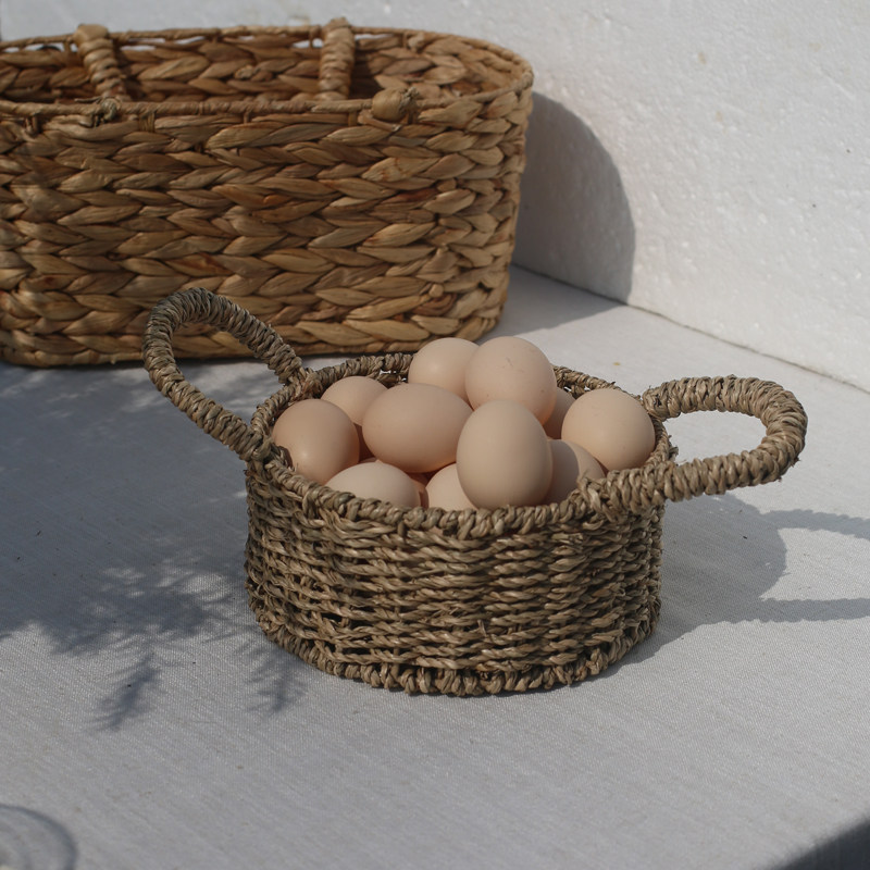 鸡蛋收纳篮子桌面杂物收纳田园风拍摄道具手提plog摆拍乡村风编织,收纳整理,收纳筐,淘宝优惠券,粉丝福利购,淘宝优惠卷