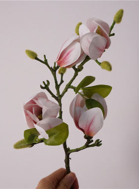 高品质仿真花3D手感玉兰花家居客厅餐桌装饰花艺中式假花摆件摆设