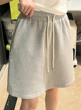 2024年新款灰色短裙女纯色a字卫衣裙半身裙高腰气质带内衬半裙子