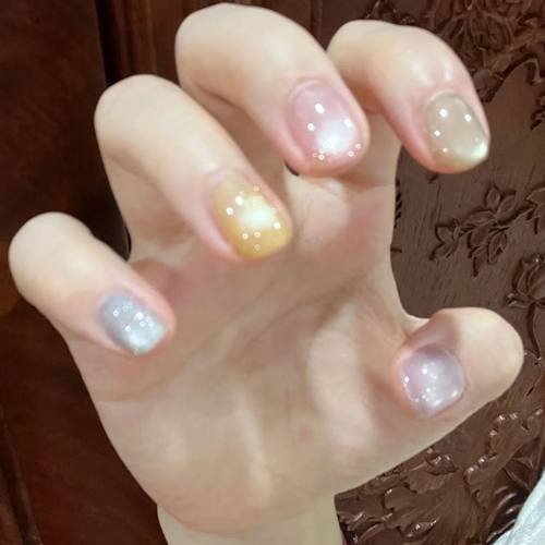 透光彩璃多巴胺猫眼穿戴甲