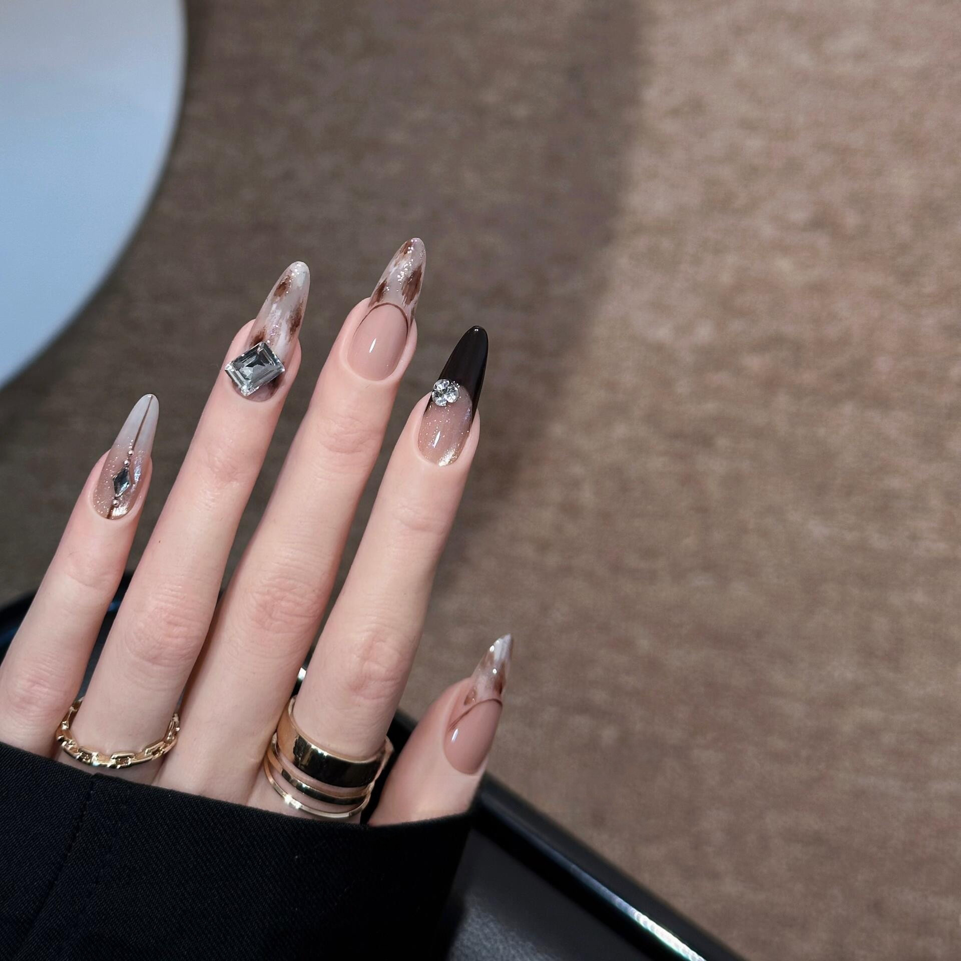 M395可可豹纹法式半手工穿戴甲高级气质辣妹渐变美甲贴片可拆,彩妆/香水/美妆工具,穿戴甲/甲片,淘宝优惠券,粉丝福利购,淘宝优惠卷