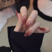 M391乌梅渐渐高级显白气质穿戴甲渐变猫眼半手工新年美甲贴片可拆