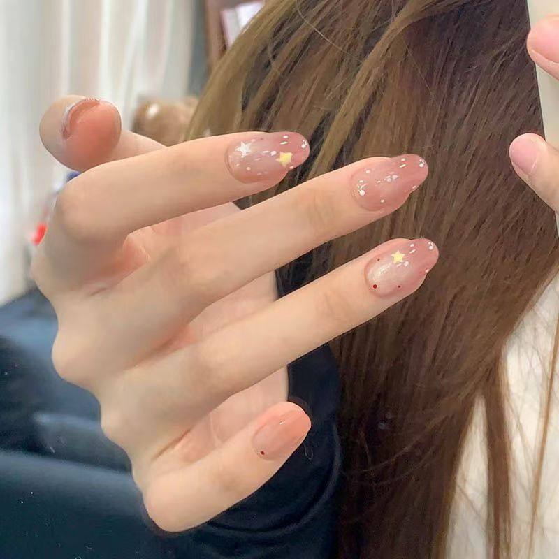 M401桃粉星星半手工渐变猫眼穿戴甲高级显白波点美甲贴片可拆,彩妆/香水/美妆工具,穿戴甲/甲片,淘宝优惠券,粉丝福利购,淘宝优惠卷