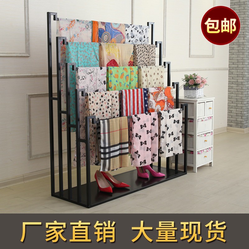铁艺围巾架子服装店展示架落地式挂丝巾架布料面料架裤子披肩货架(用5元券)