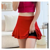 2025新款 防走光伞裙 半身裙春a字小个子松紧腰百褶裙显瘦短裙夏季