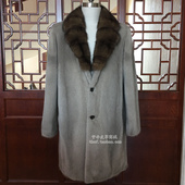 貂皮大衣男整貂进口银蓝本色天鹅绒长款 紫貂西服领皮草外套风衣