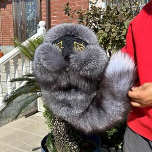 新款护耳蒙古帽狐狸毛男女雷锋帽长尾可拆卸皮草帽子真皮真毛