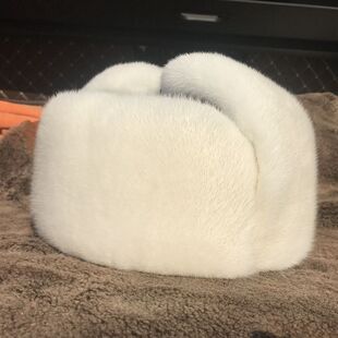 新款貂皮雷锋帽男整貂进口天鹅绒水貂白色灰色韩系中青老年皮草帽