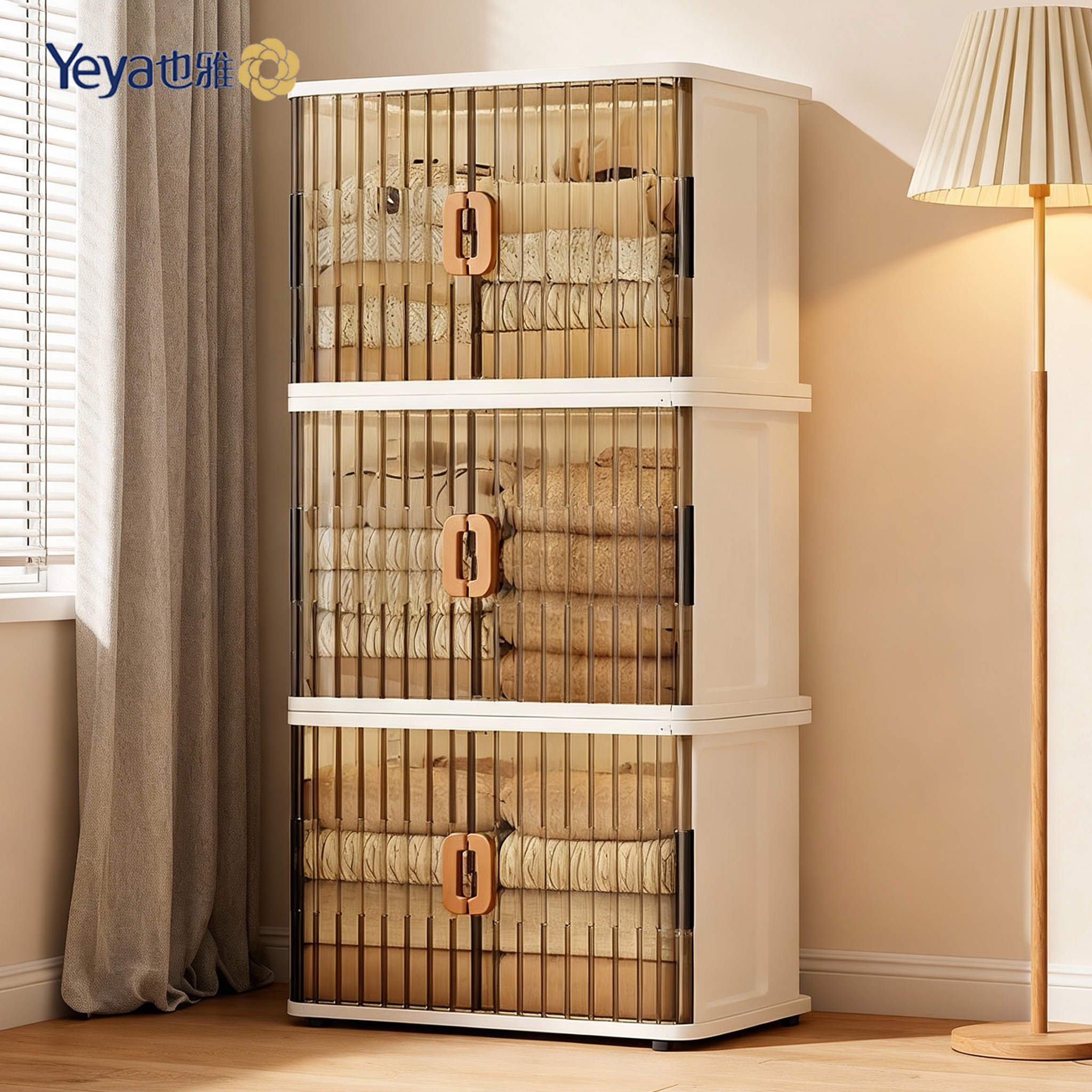 也雅换季衣服收纳箱家用玩具大容量免安装可折叠杂物飘窗储物柜子