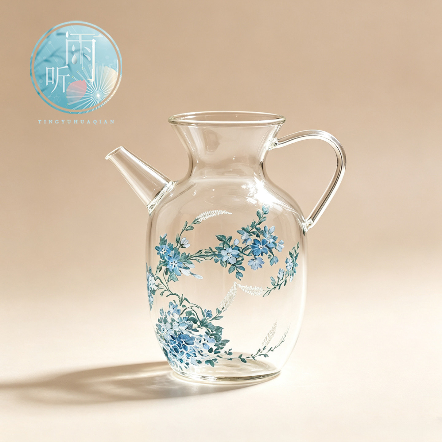 瑞璃兰雪花手执壶玻璃耐热耐茶具高温温茶壶高颜值酒具泡茶壶
