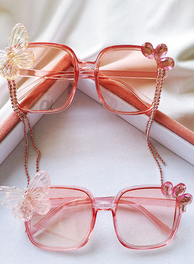 公主蓝色新年网红墨镜派对女童表演蝴蝶流苏儿童太阳镜玩具防晒潮