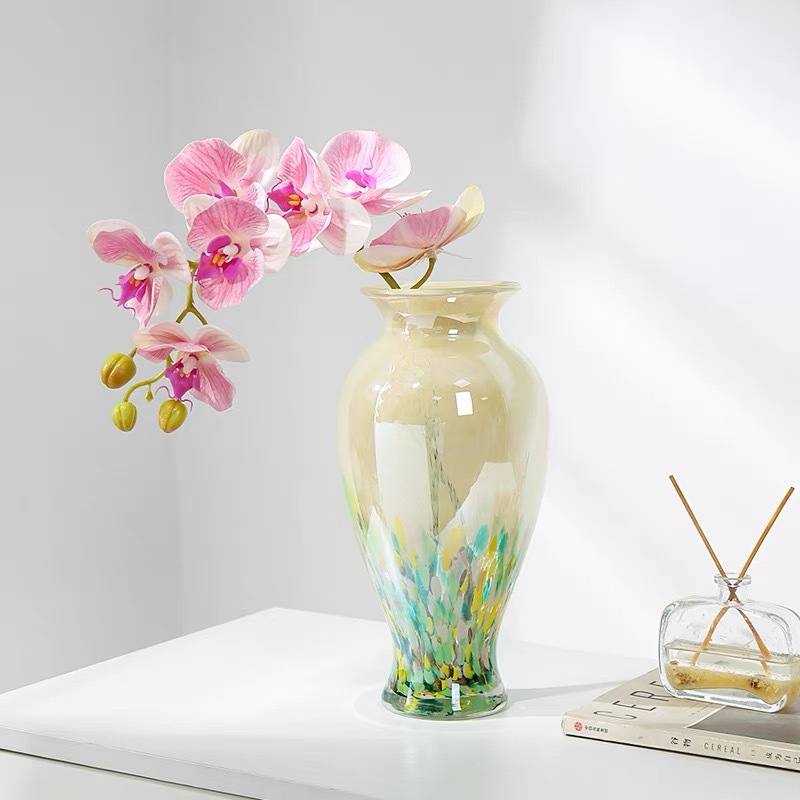 沁园春轻奢琉璃花瓶餐桌插花瓶艺术摆件民宿轻奢装饰水培玻璃花器