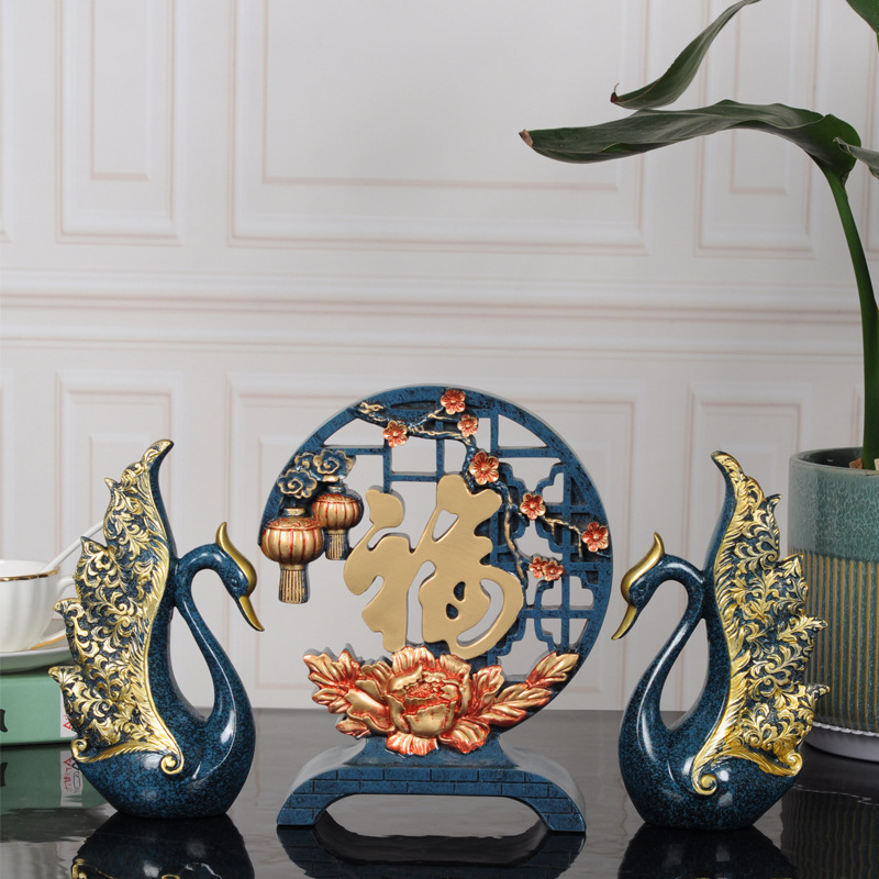 沁园春北欧家居情侣天鹅摆件装饰品客厅酒柜摆件房间摆设创意礼物