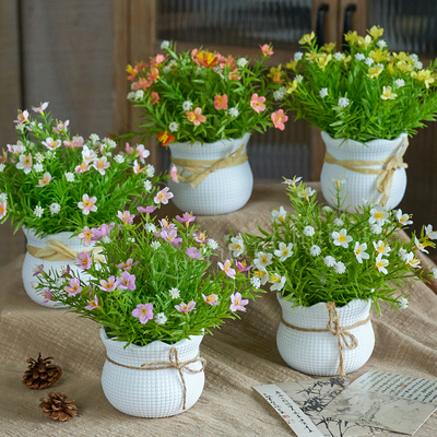 沁园春仿真花假花小盆花客厅装饰花摆件室内满天星塑料绢花小盆栽