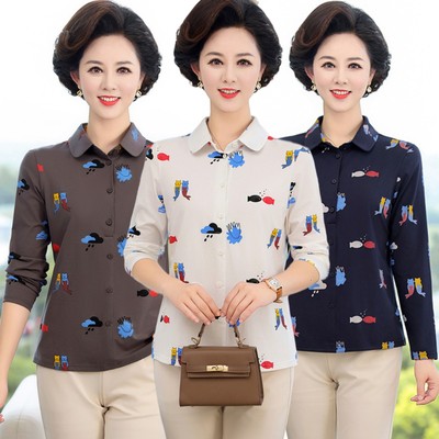 长袖休闲薄款印花全棉女士舒适