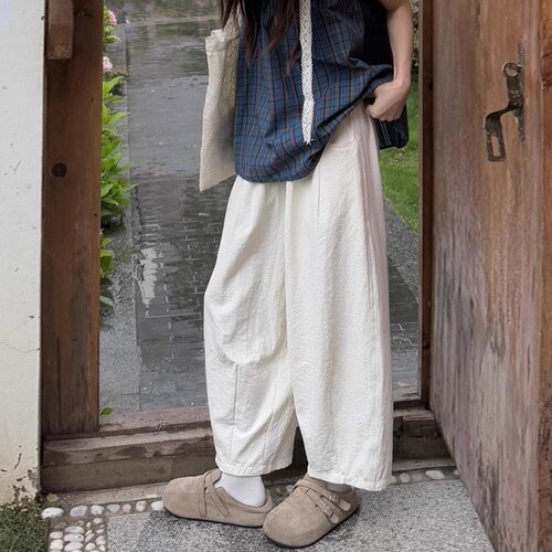 小个子垂感九分休闲裤女