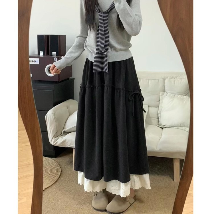 毛呢a字半身裙女大码秋冬