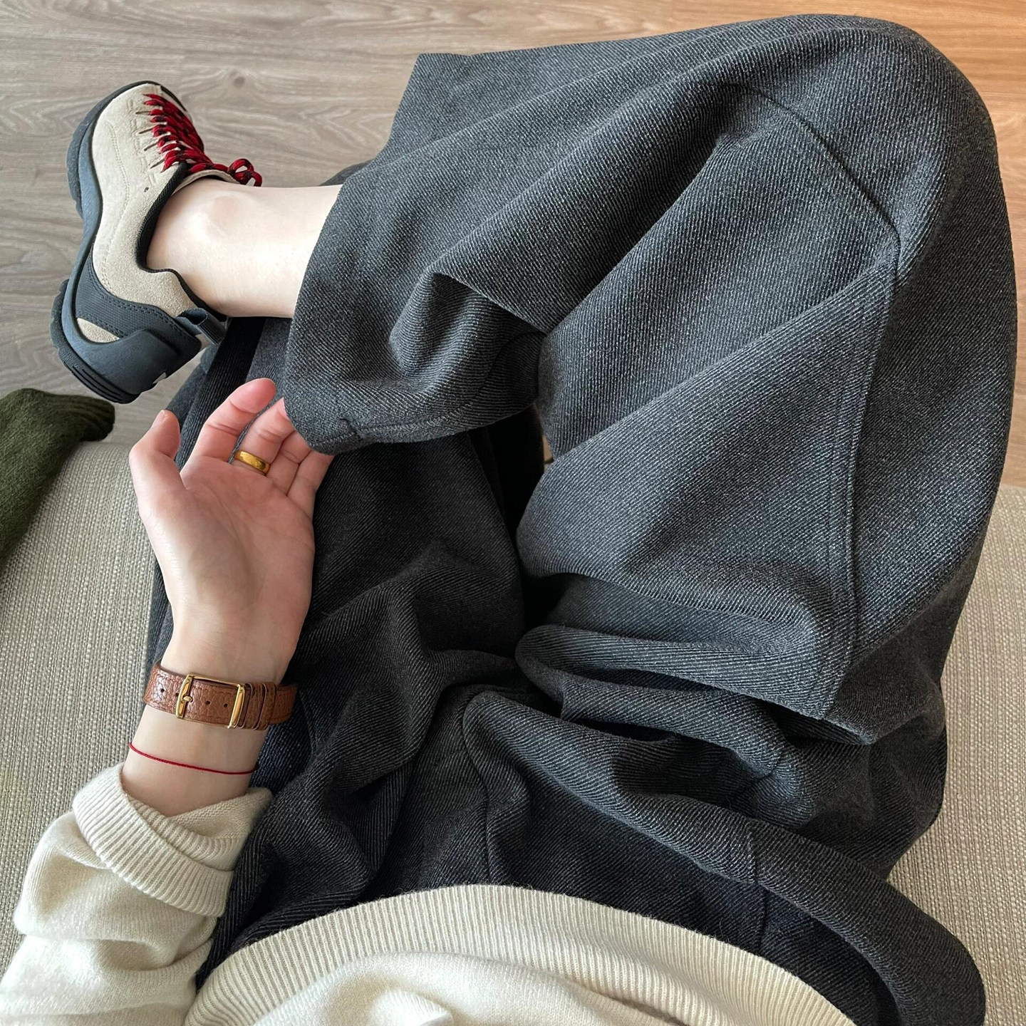 加绒加厚毛呢休闲阔腿裤女大码秋冬2025新款胖mm宽松显瘦直筒长裤,女装/女士精品,大码裤装,淘宝优惠券,粉丝福利购,淘宝优惠卷