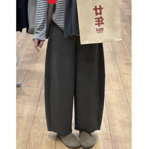 小个子休闲弯刀阔腿裤女大码秋季2025新款胖mm宽松显瘦九分奶奶裤