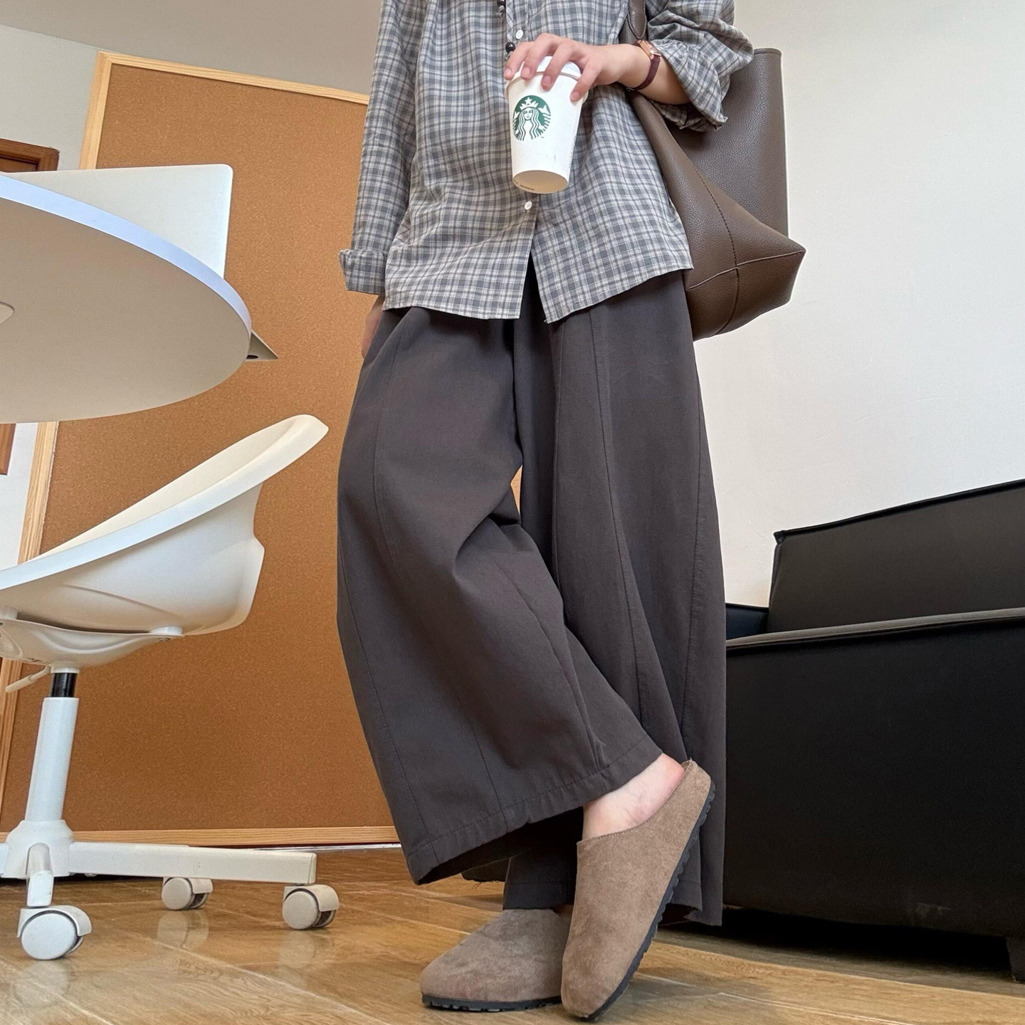 日系直筒休闲工装裤女图片
