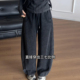 胖妹妹宽松显瘦阔腿弯刀裤 水洗黑运动休闲卫裤 2026新款 春季 女大码