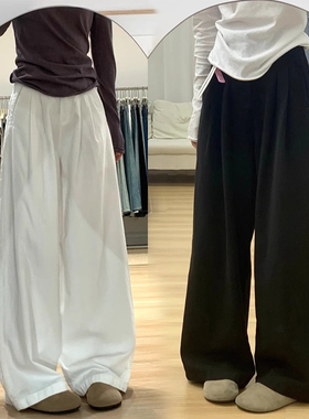 梨型身材白色直筒牛仔裤女大码春夏胖妹妹宽松显瘦垂感阔腿休闲裤