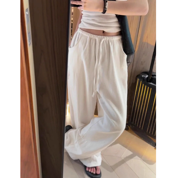 棉麻直筒休闲女大码夏季