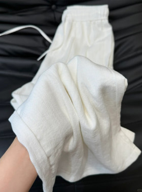 白色棉麻休闲裤女大码